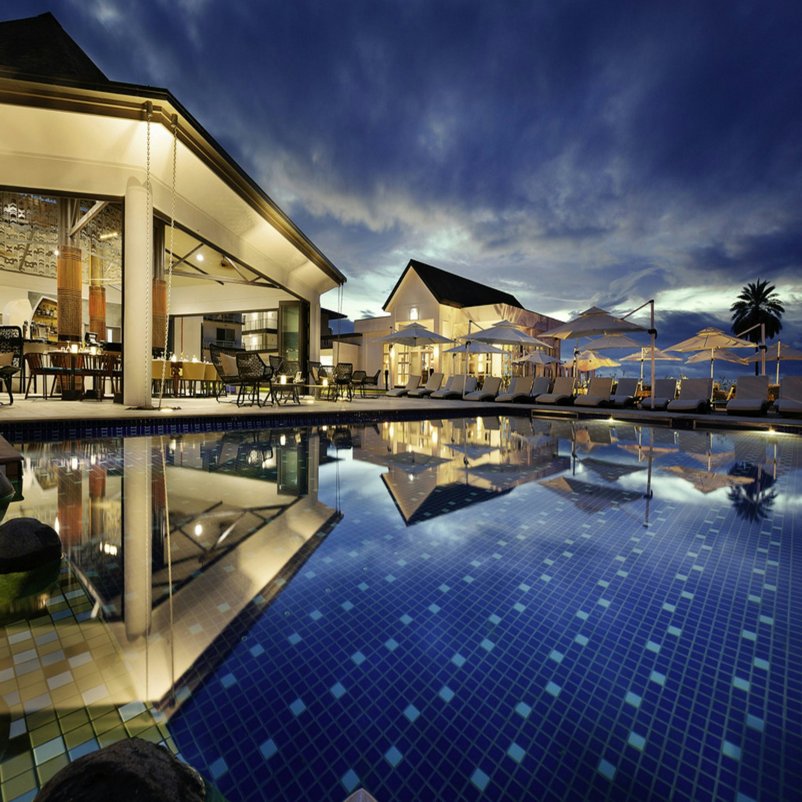 Luxury resort villas and pool